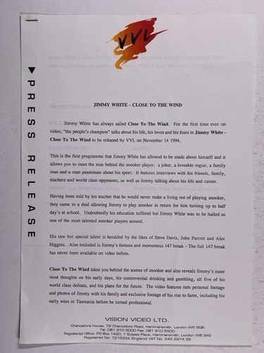Jimmy white press release - jimmy,