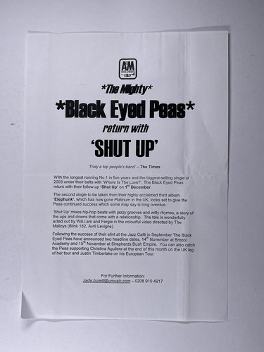 Black eyed peas - black, release