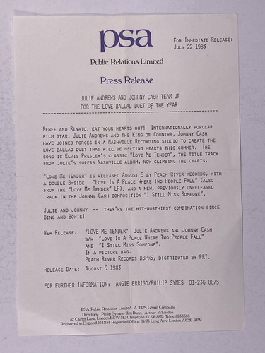 Johny cash julie andrews press - julie,
